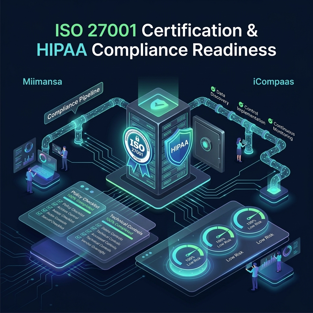 ISO 27001 and HIPAA dual-framework compliance powered by iCompaas
